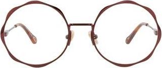 Chlo&eacute; 56mm Round Optical Glasses in Brown Brown Transparent at Nordstrom Rack