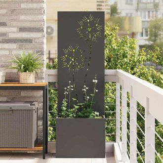vidaXL Macetero De Jard&iacute;n Con Panel Decorativo Negro 50 X 140 Cm Vidaxl