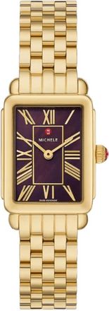 Michele Deco Park Mother of Pearl Dial 18K Gold-Plated Steel Womens Watch MWW06E000147
