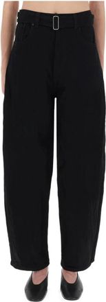 STUDIO NICHOLSON Cahun Wide Leg Broeken - Dames - Wijde Broeken - Zwart - XS - Katoen - Broeken