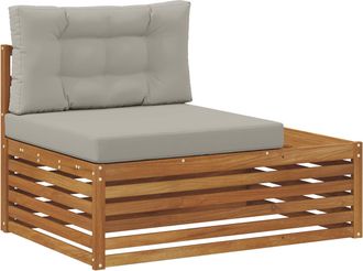 vidaXL Sof&aacute; Modular De Exterior Con Coj&iacute;n 3 Pieza Gris Natural Y Claro Vidaxl