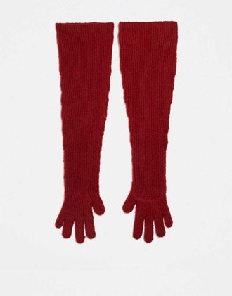 For Love & Lemons Guanti in maglia a coste extra larghi rossi-Rosso