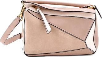 Loewe Puzzle Bag Leather and Suede Small satchel - Roze