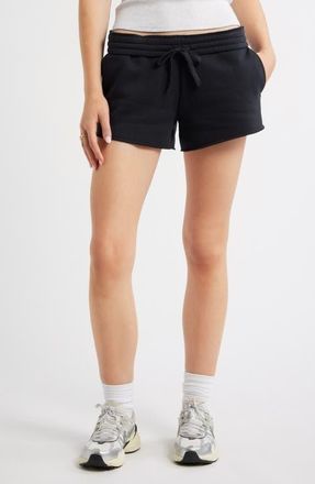 BP. Foldover Fleece Mini Sweat Shorts in Black Jet at Nordstrom, Size Xx-Small