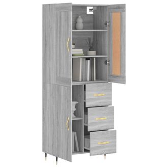 Berkfield Home Highboard Grey Sonoma 69.5x34x180 cm Engineered Wood