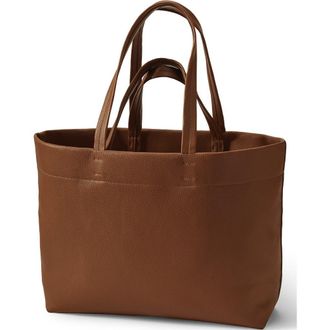 Lands End Faux Leather Tote in Dark Caramel at Nordstrom