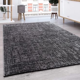 Paco Home Alfombra Tejido Plano Salon Moderna Lisa Color Pastel Con Flecos 80x150 Cm, Gris - Paco Home