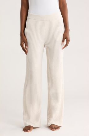 Barefoot Dreams CozyChic Ultra Lite Rib Rolled Edge Pants in Almond at Nordstrom Rack, Size X-Large