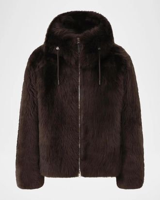 Mackage Men & apos;s Moses Furry Shearling Hooded Jacket