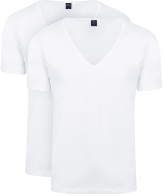 Suitable Vitaru T-Shirt Deep V-Neck White 2-Pack - Mens - Clothing - Size Slim Fit - 160-2 95/5 Cat/STR, White, XXL
