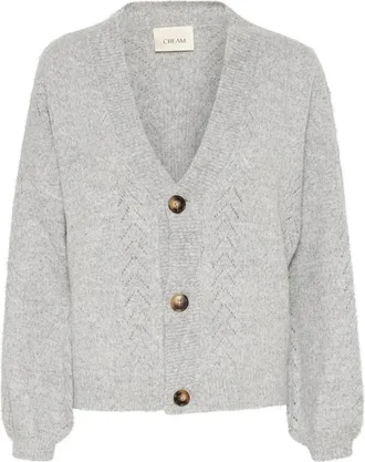Cream Lichtgrijs Melange Gebreide Vest - Dames - Vesten - Grijs - S/M - Truien & Vesten