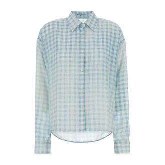 Ermanno Scervino Shirts, female, Blue, Size: 2XS Printed Silk Shirt