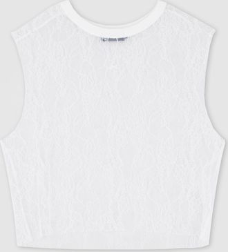 Jeanne Vouland Debardeur Lopi Lace Blanc