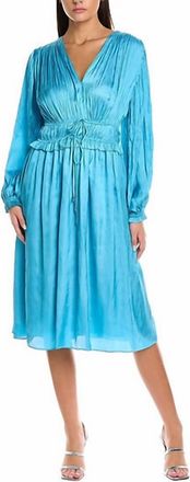 Elie Tahari Whisper Gathered Satin Midi Dress In Sublime Blue