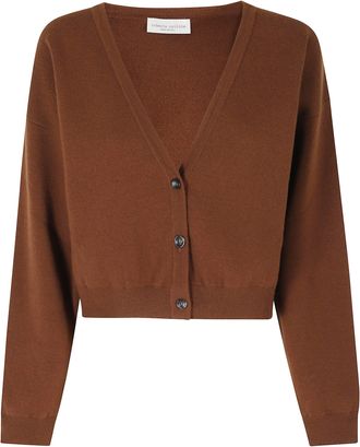 Roberto Collina Burnt V-Neck Boxy Merino Wool Cardigan