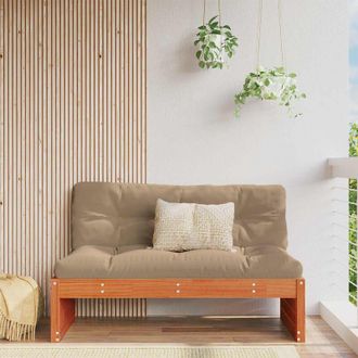 vidaXL vidaXL Divano Medio da Giardino Legno di Pino Massello Marrone Cera