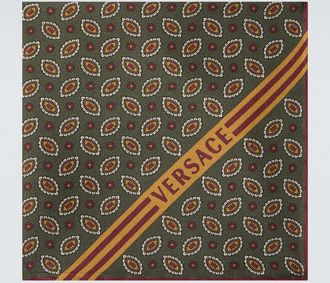 Versace Logo printed silk pocket square