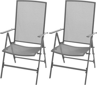 vidaXL Vidaxl - Stackable Garden Chairs 2 pcs Steel Grey