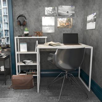 Decorotika Rino Computer Desk Study Desk with Shelves in White
