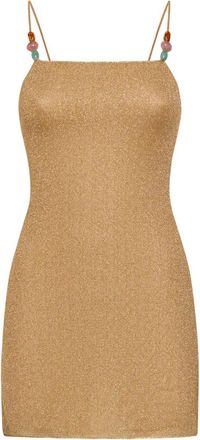 Os&eacute;ree Lumi&egrave;re Beads Short Dress - Dames - Feestkleedjes - Geel - S - Leer - Kleedjes