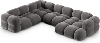 Cosmopolitan Design Sof&aacute; esquinero panor&aacute;mico izquierdo 5 plazas terciopelo gris