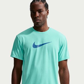 Nike Mens Swim Hydroguard Dri-FIT UV Short Sleeve Top in Green | NESSG523-468