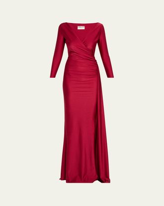 La Petite Robe Di Chiara Boni Koly Draped Surplice Jersey Gown