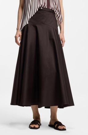 BOSS Vusola Stretch Cotton Maxi Skirt in Cave Brown at Nordstrom, Size 10