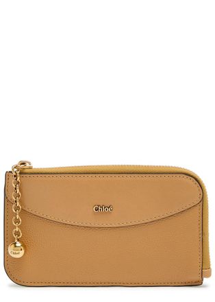Chloé Charm-embellished Pebbled Leather Wallet - Beige - One Size