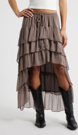 BP. Tiered High-Low Maxi Skirt in Brown Quartz at Nordstrom, Size Xx-Small