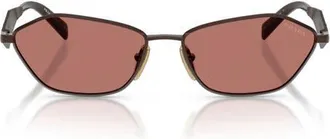 Prada 57mm Irregular Sunglasses in Satin Cigar/bordeaux at Nordstrom