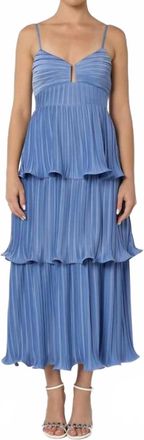 Astr Lupin Tiered Dress In Slate Blue