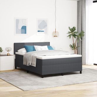 vidaXL Box Spring Bed Manual Dark Grey and White 203 x 144 x 88 cm vidaXL