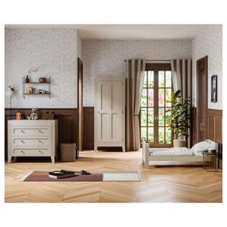 Vox Chambre Compl&egrave;te Lit &Eacute;volutif 70x140 Commode &Agrave; Langer Et Armoire 1 Porte Vox Milenne Cachemire
