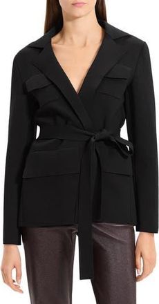 Theory Belted Knit Blazer in Black at Nordstrom Rack, Size Small