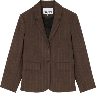 Ganni Zijden & Nylon Blazer - Dames - Blazers - Bruin - S - Nylon - Jassen