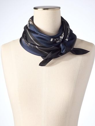 Talbots Moonlight Floral Square Scarf - Blue - 001 Talbots
