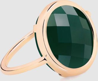 Ginette NY Bague Pixie Agate Baby Disque Verte