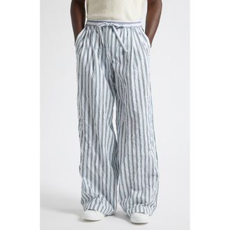 Dolce & Gabbana Stripe Crinkled Poplin PJ Pants in S8051 Rigato at Nordstrom, Size 38 Us
