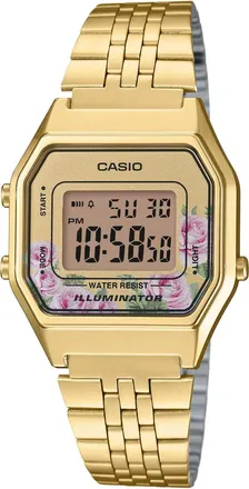 Casio Womens Digital Gold Watch with Floral Accent - LA-680WGA-4CDF