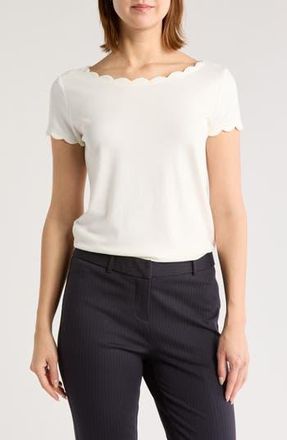 T Tahari Scalloped Knit T-Shirt in White Star at Nordstrom Rack, Size X-Large