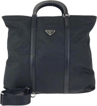 Prada Pre-owned Tote Bags, male, Black, Size: ONE SIZE Pre-owned Tessuto Nylon 2way Bag