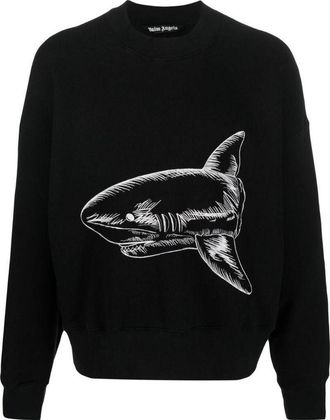 Palm Angels Split Shark Crew Black White PMBA026S23FLE0061003