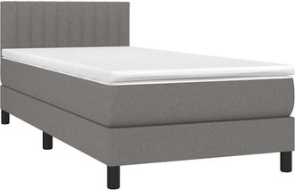 vidaXL Vidaxl - Cama Box Spring Colch&oacute;n Y Luces Led Tela Gris Oscuro 100x200 Cm