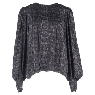 Anine Bing Renee Python Print Blouse in Grey Silk