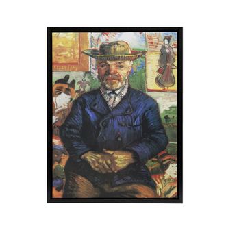 Artery8 Portrait of Pere Tanguy Van Gogh Vintage Black Framed Canvas Wall Art | Size: W24 x H32