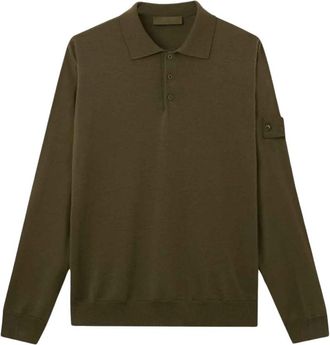 Stone Island Lichte Wol Polo - Heren - Polos - Groen - XL - Wol - Tops