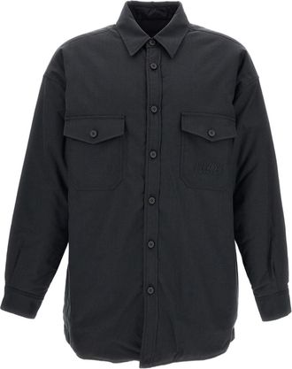 Maison Margiela Black Grey Cotton-Wool Reversible Overshirt