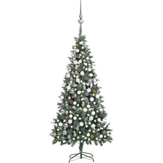 vidaXL Rbol De Navidad Helado Con Luces, Bolas Y Pi&ntilde;as 210 Cm Vidaxl