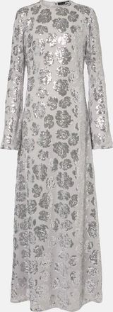 Rotate Floral sequined chiffon maxi dress